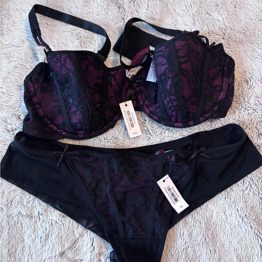 Black and Purple Lace Lingerie Set by Adore Me